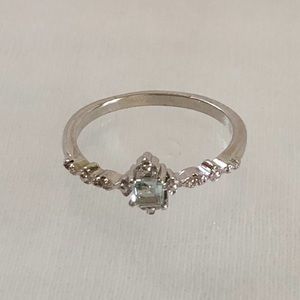 Silver Plated Aquamarine (Simulated) Ring